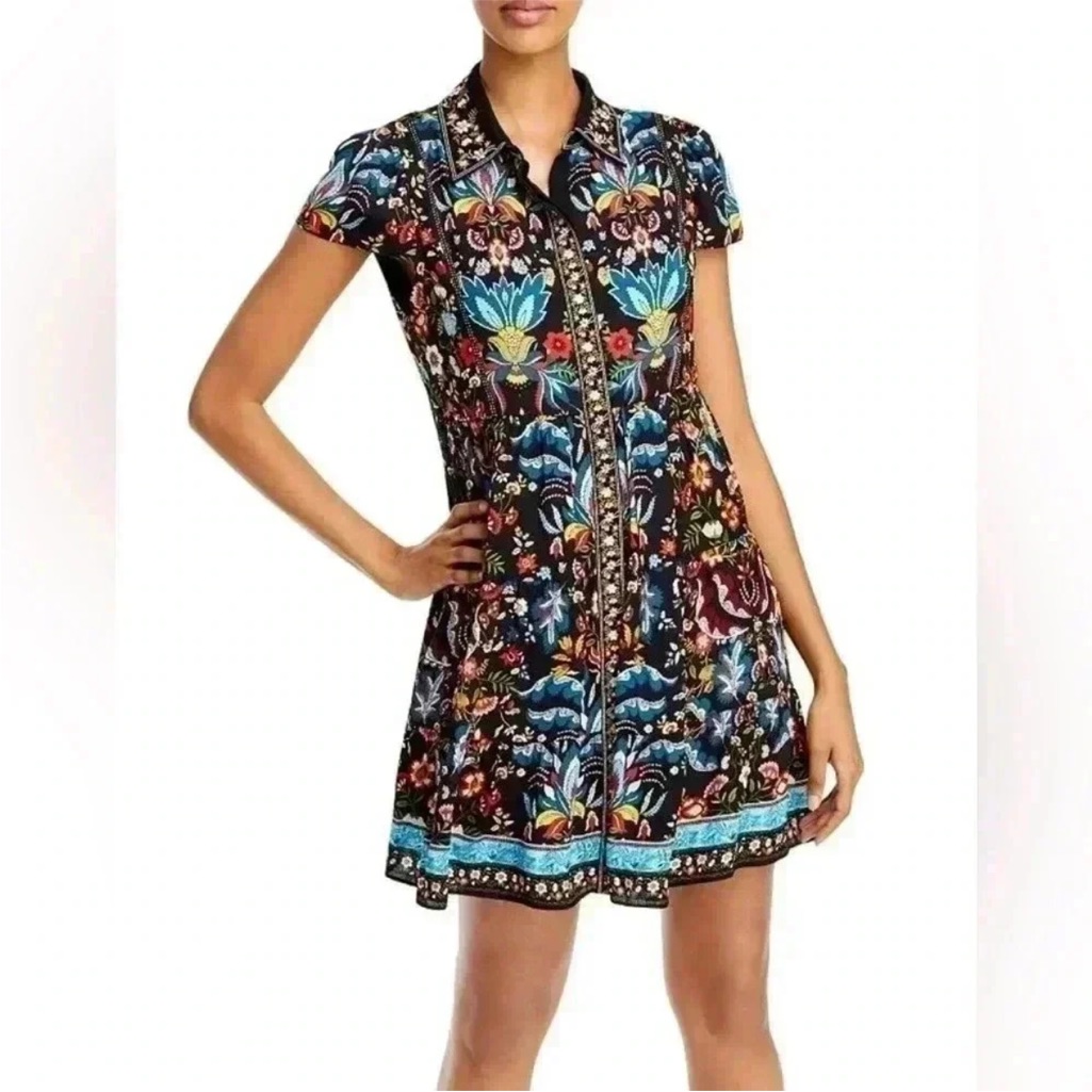 Meeko Embroidered Tiered Shirt Dress